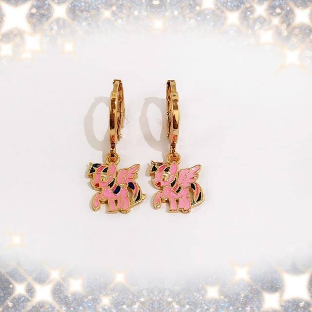 Xuping/perhiasan lapis emas anting anak pony pink 1