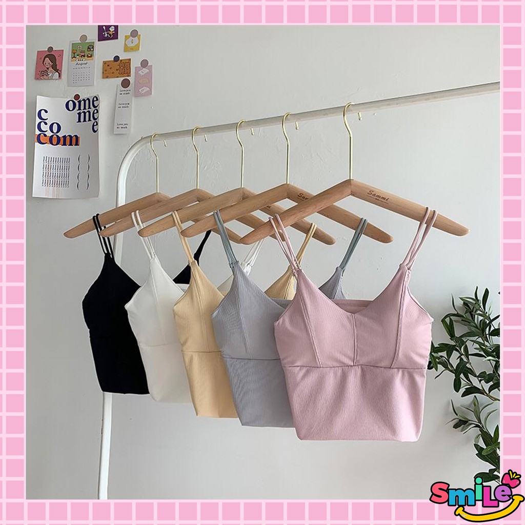 Smile Crop Top Tanktop fashion wanita tanpa kawat sexy pakaian dalam wanita 1051-8