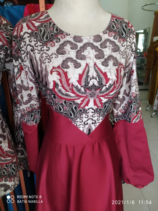 Gamis Batik Kebaya Wanita Couple Pasangan Suami Istri Keluarga Muslim Syari Kekinian Terbaru Nbl03