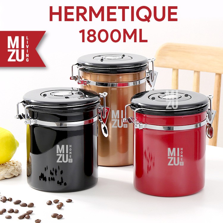 MIZU HERMETIQUE 1800ml TIMER Airtight Coffee Canister Stainless Steel Toples Kopi Kedap Udara