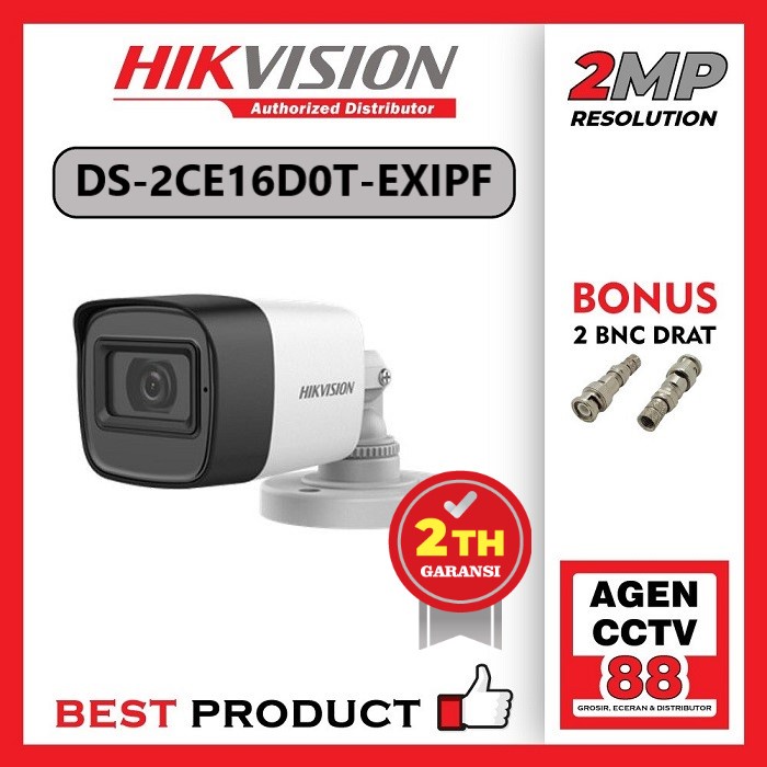 Kamera CCTV Outdoor HIKVISION DS-2CE16D0T-EXIPF 1080p 2MP Bonus 2 BNC