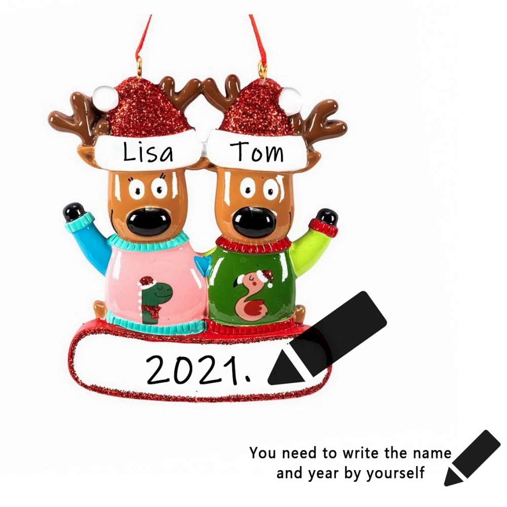 2021 Ornamen Desain Best Wishes Deer Untuk Dekorasi Pohon Natal