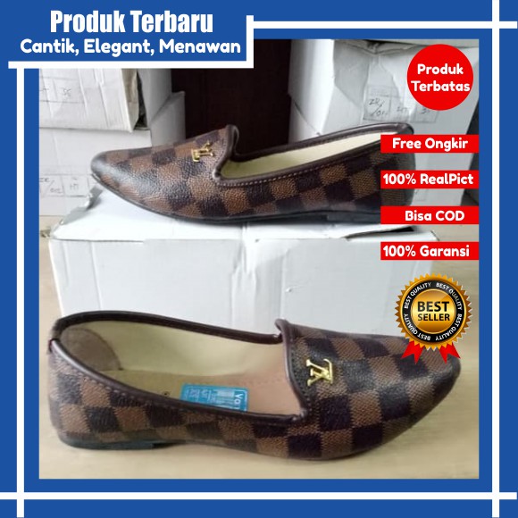 flatshoes wanita sepatu flat shoes wanita plat shoes wanita LV BM61 Coklat