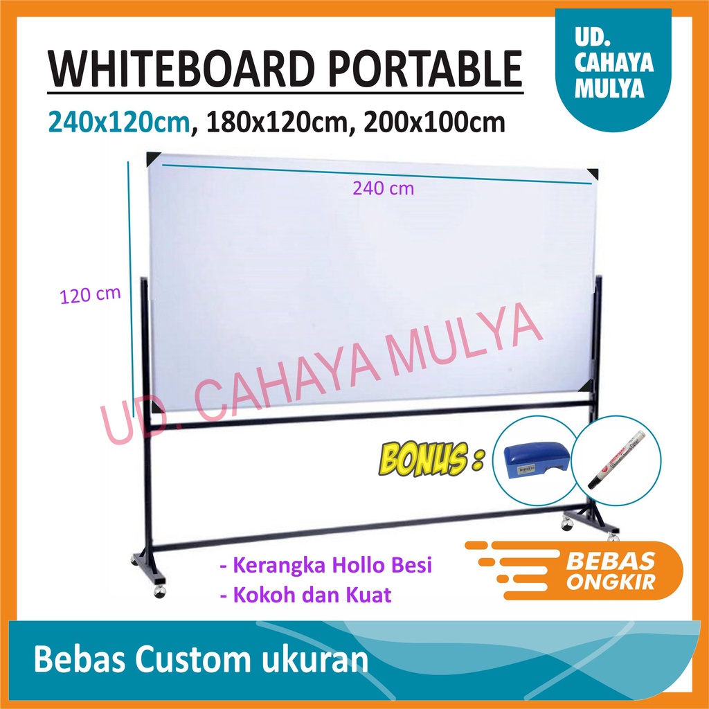 

Whiteboard Portable / Standing Kaki Besi - Kokoh dan Kuat