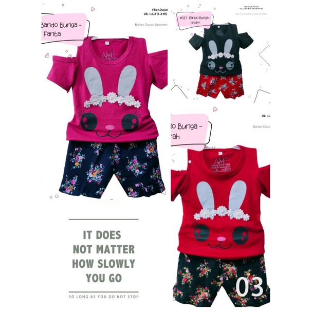 Setelan 3D anak perempuan &quot; Bando bunga &quot; Size 1-5th bahan Ducati Katun Spandek Premium