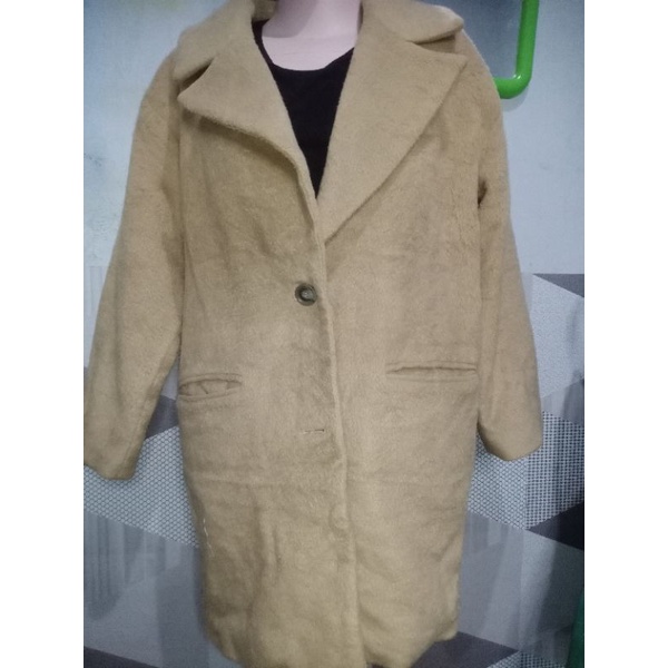 pakaian wanita Coat premium style Korea warna coklat blazer set panjang