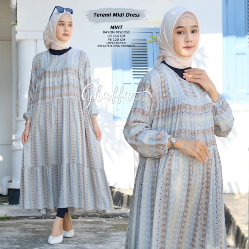 teremi midi dress katun rayon viscose by ghaffa