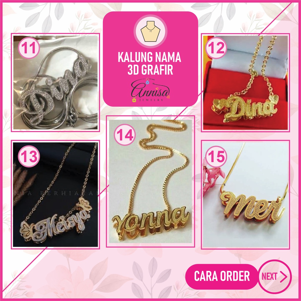 kalung nama 3d gold grafir