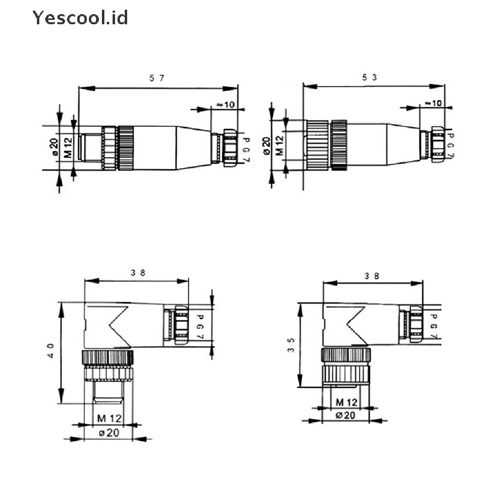 1pc Konektor Sensor M12 3 / 4 / 5 Pin Male / Female Lurus / Kanan