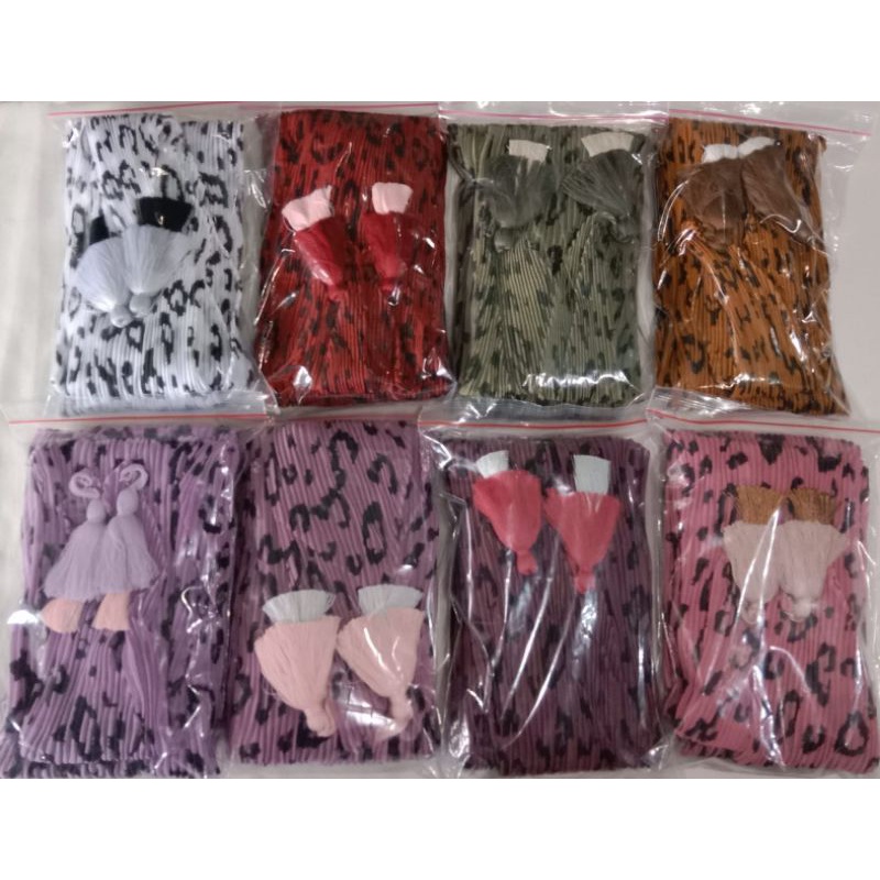 ECER!! Jilbab Plisket Segiempat Bella Plisket Pleated Jambul Segiempat Plisket Jambul / Jilbab plisket macan tasel-4