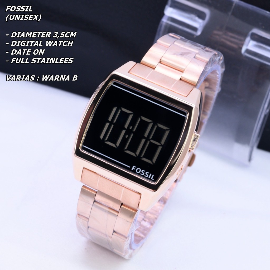 JAM TANGAN UNISEX FASHION RANTAI BODY SEGI TANGGAL AKTIF