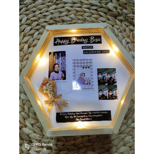 1 HARI JADI Hexa Frame Termurah Kado Ultah Kado Ulang Tahun Kado Pernikahan Kado Wisuda Kado Tunangan Kado Anniversary Kado unik Polaroid Frame