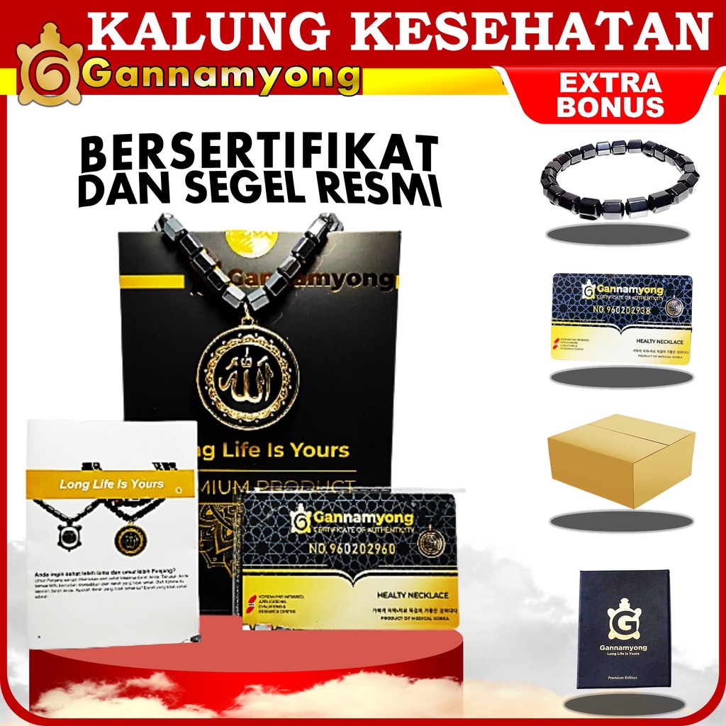 PROMO Kalung Kesehatan biomagnetik media terapi free gelang original pria wanita sertifikat resmi