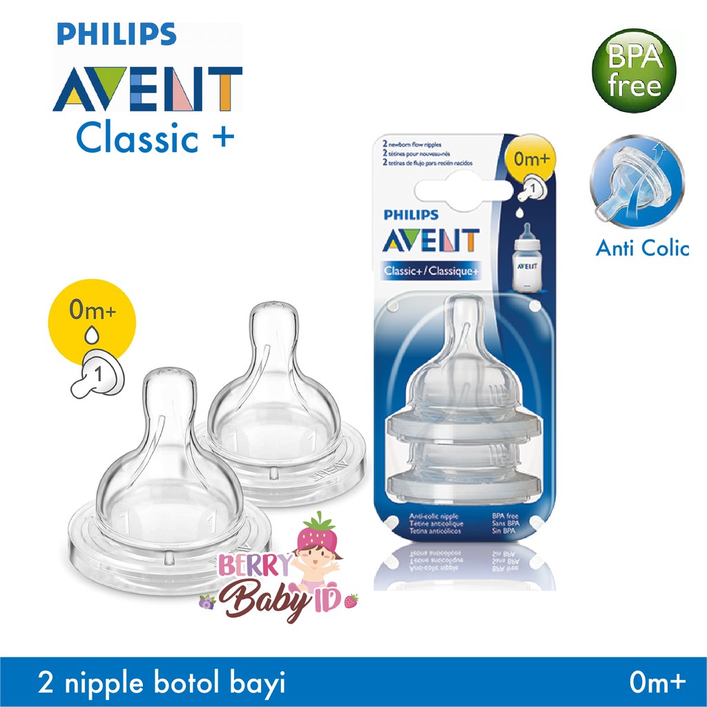 Philips AVENT Teat Nipple Classic+ 0m 1m 3m 6m Newborn Slow Med Fast Variable Berry Mart