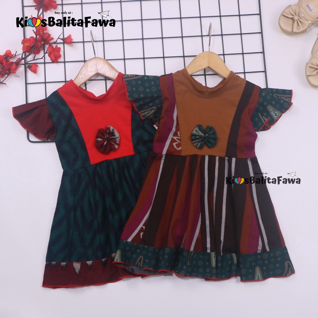 (BATIK) Dress Tania uk 6-18 Bulan / Dres Anak Bayi Perempuan Lengan Pendek Gaun Pesta Import Baby