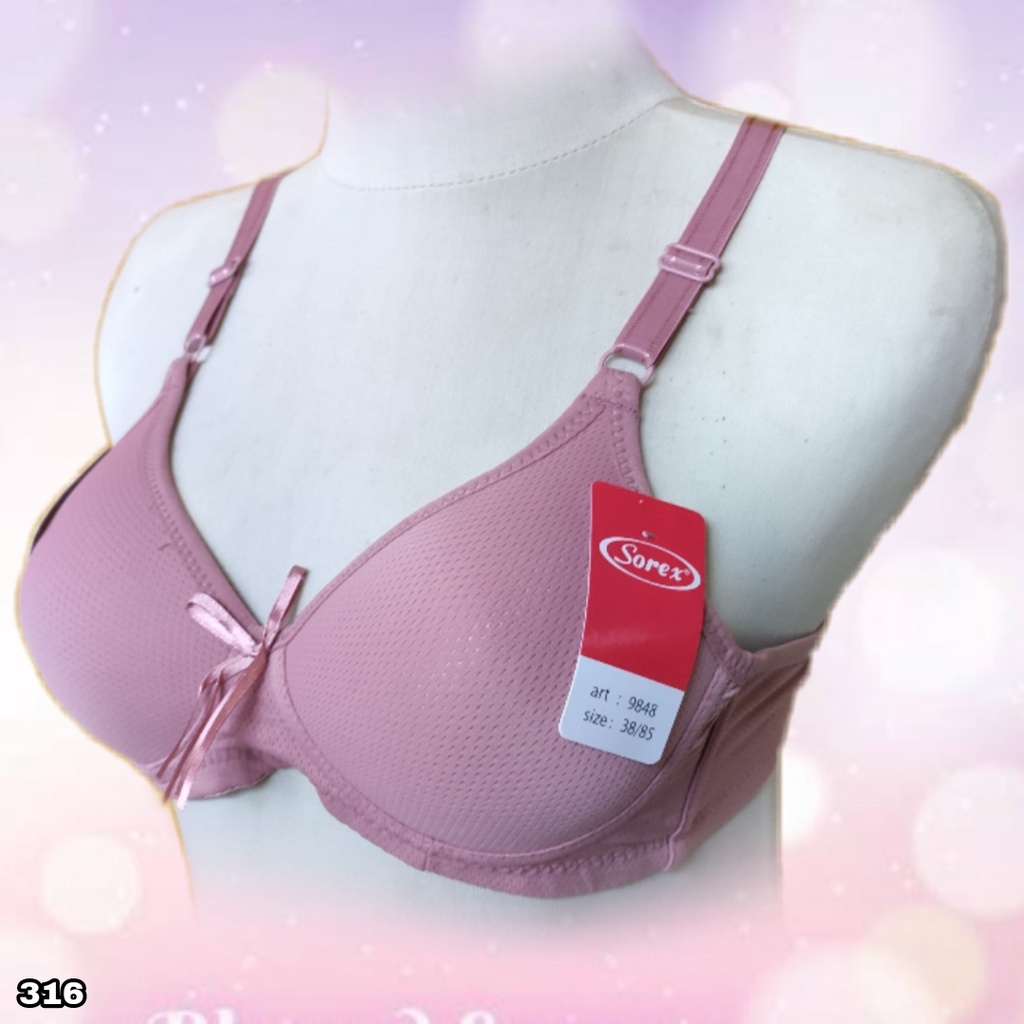 K316 - BRA/BH WANITA SOREX BUSA TIPIS TANPA KAWAT CUP KECIL 34A - 40A  DUA PENGAIT