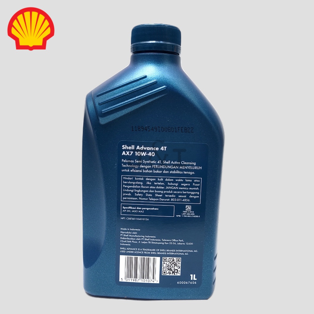 Oli Shell Advance AX7 10W-40 API SN JASO MA2 1 Liter