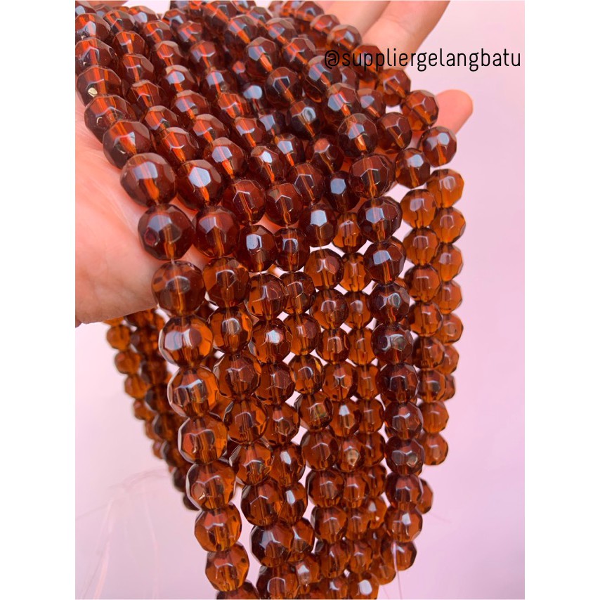 kristal bola dunia cutting 10mm Brown quartz COKLAT TUA kuarsa acc