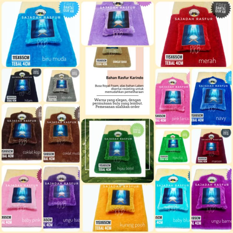sajadah bulu rasfur ukuran 115x65x4cm