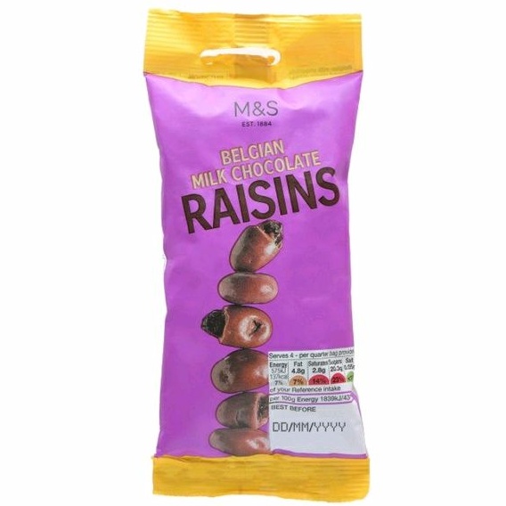 

MARKS & SPENCER M&S Belgian Milk Chocolate Raisins 125g