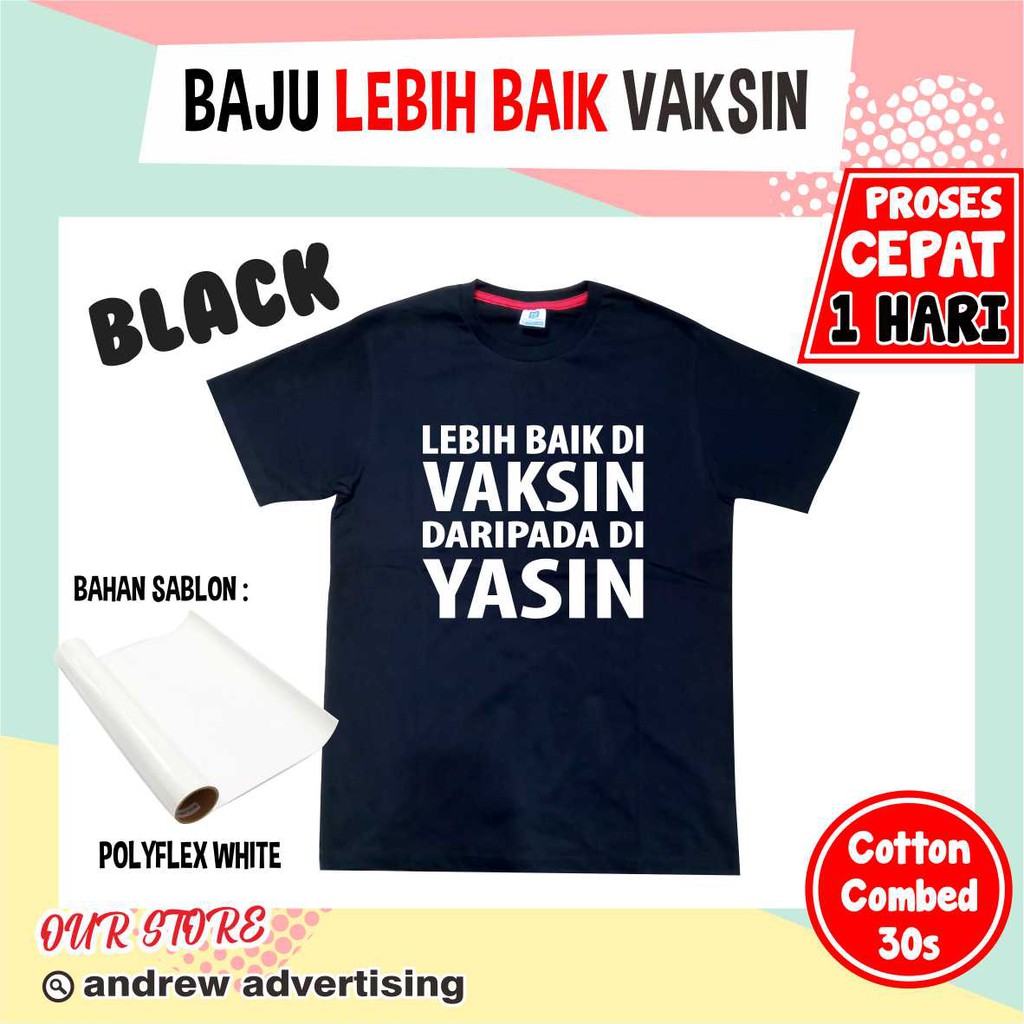 KAOS VAKSIN COVID / KAOS CUSTOM TULISAN