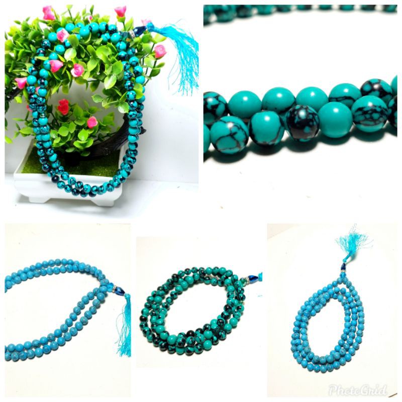 BAYAR DI TEMPAT Tasbih batu pirus asli 99 butir