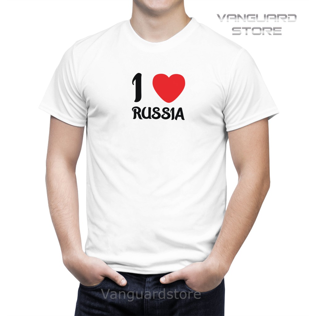 KAOS I LOVE RUSSIA COMBED 20S COWOK WANITA PRIA COWO UKURAN BAYI - DEWASA JUMBO BIG SIZE 0 - 4XL