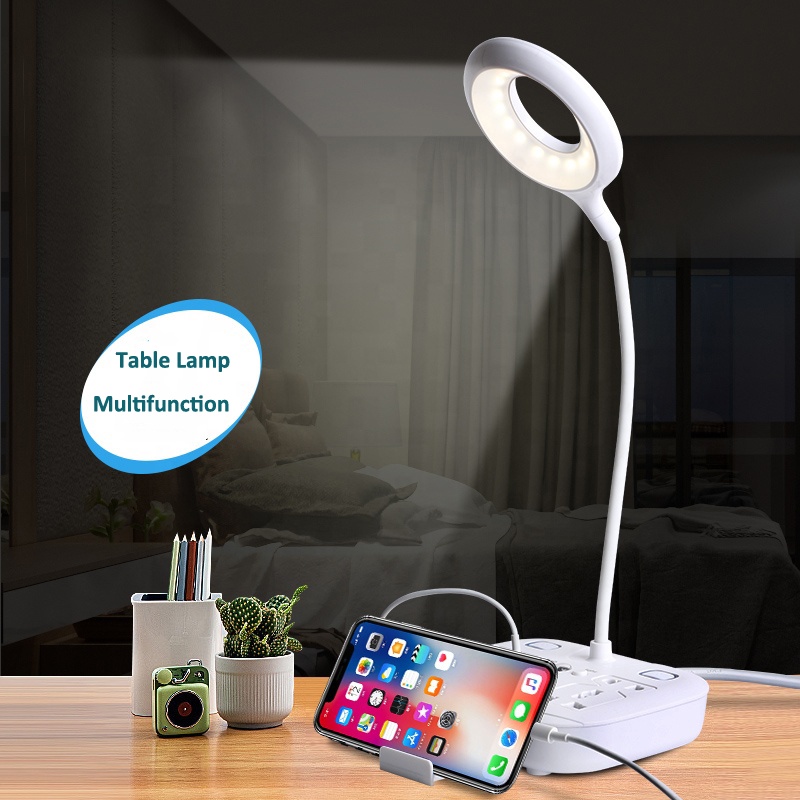 Table Lamp Multifunction USB plug Charging Socket Adaptor Phone  Holder Tanpa Remote