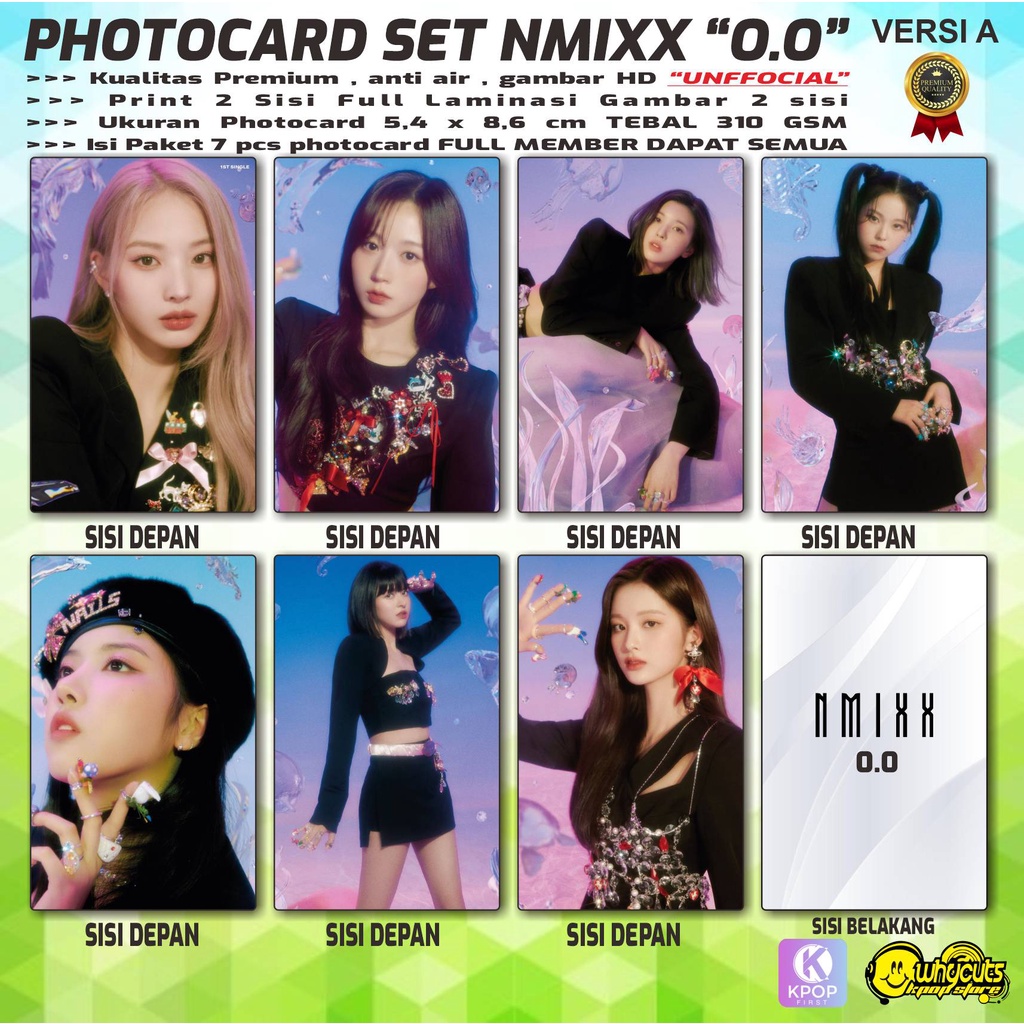 PHOTOCARD SET PC KPOP PREMIUM NMIXX &quot;ALBUM O.O&quot; / PRINT 2 SISI FULL LAMINASI SUPER GLOSSY / ISI 7 PCS SEMUA MEMBER