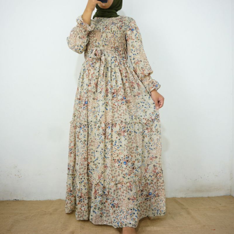 (PROMO Bisa COD) MEIRA DRESS PREMIUM CERUTY SMOCK KOREAN STYLE | BEVERLY DRESS KOREA | MAXI DRESS