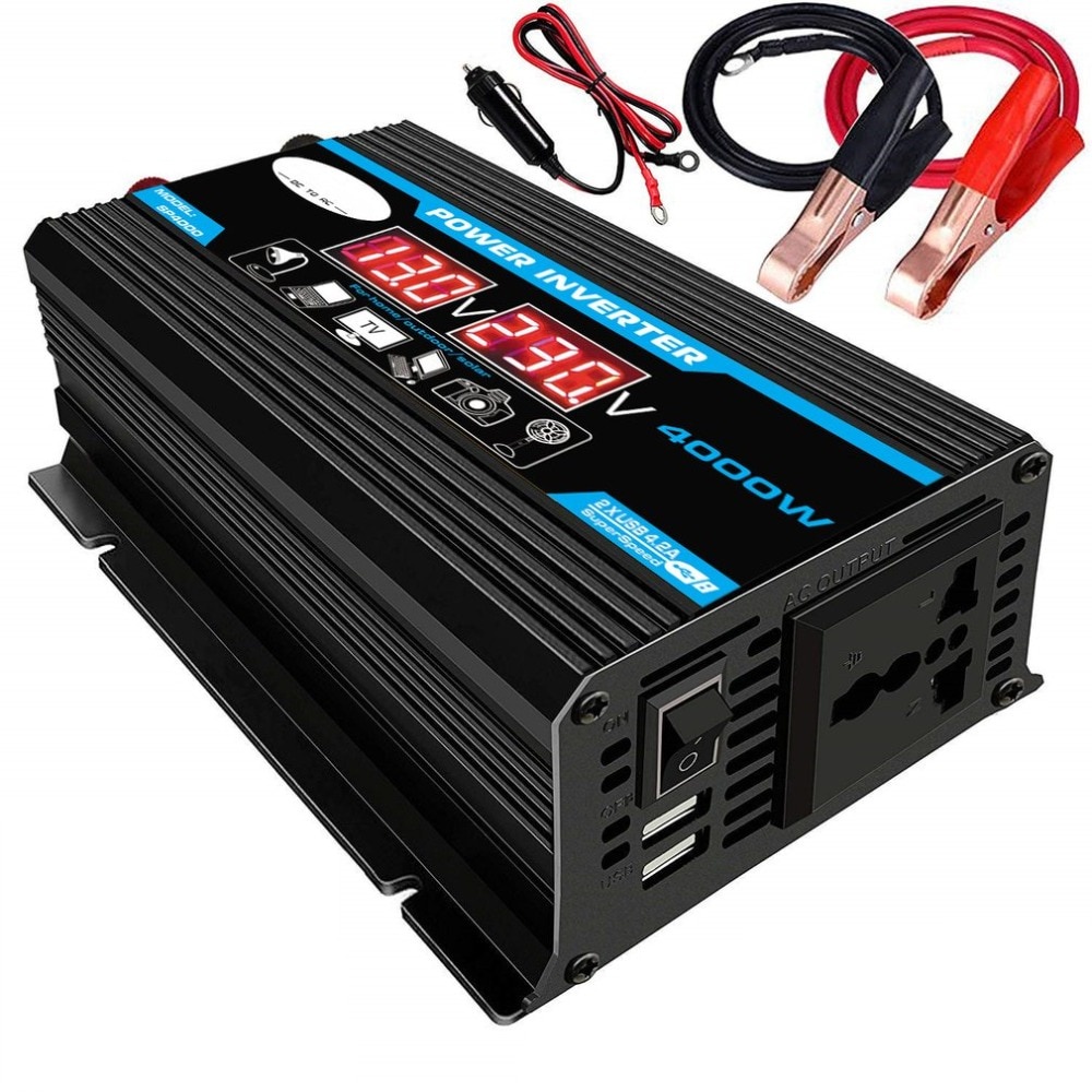 Power Inverter 4000W DC 12V to AC 220V Dual Usb Dengan Display Led Untuk Mobil Inverter