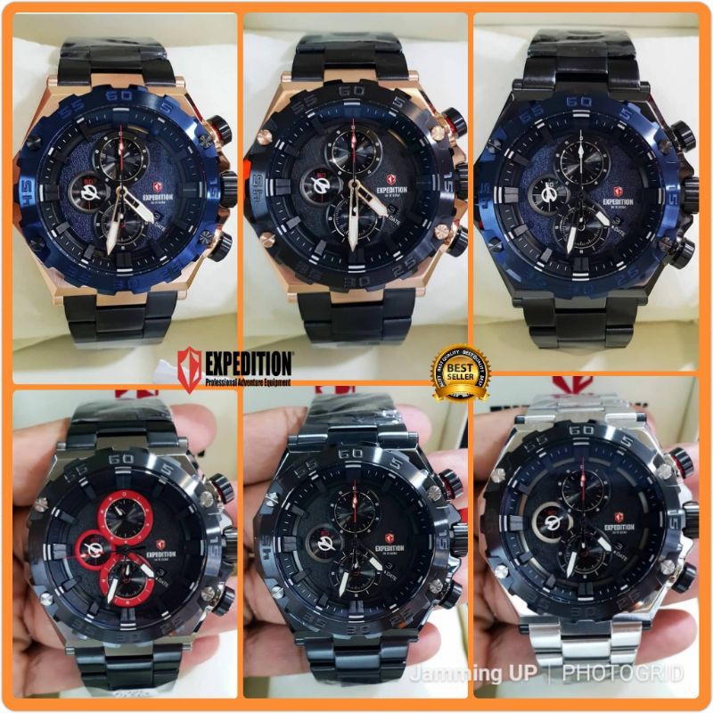 JAM TANGAN EXPEDITION PRIA E 6797 CRONOGRAPH STAINLESS STEEL CASE ORIGINAL