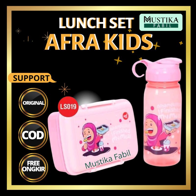 Lunch Set Box Kotak Makan Anak Tk Sd by Afra Kids Tempat Bekal Wadah Makanan Plastik Anti Tumpah Tem