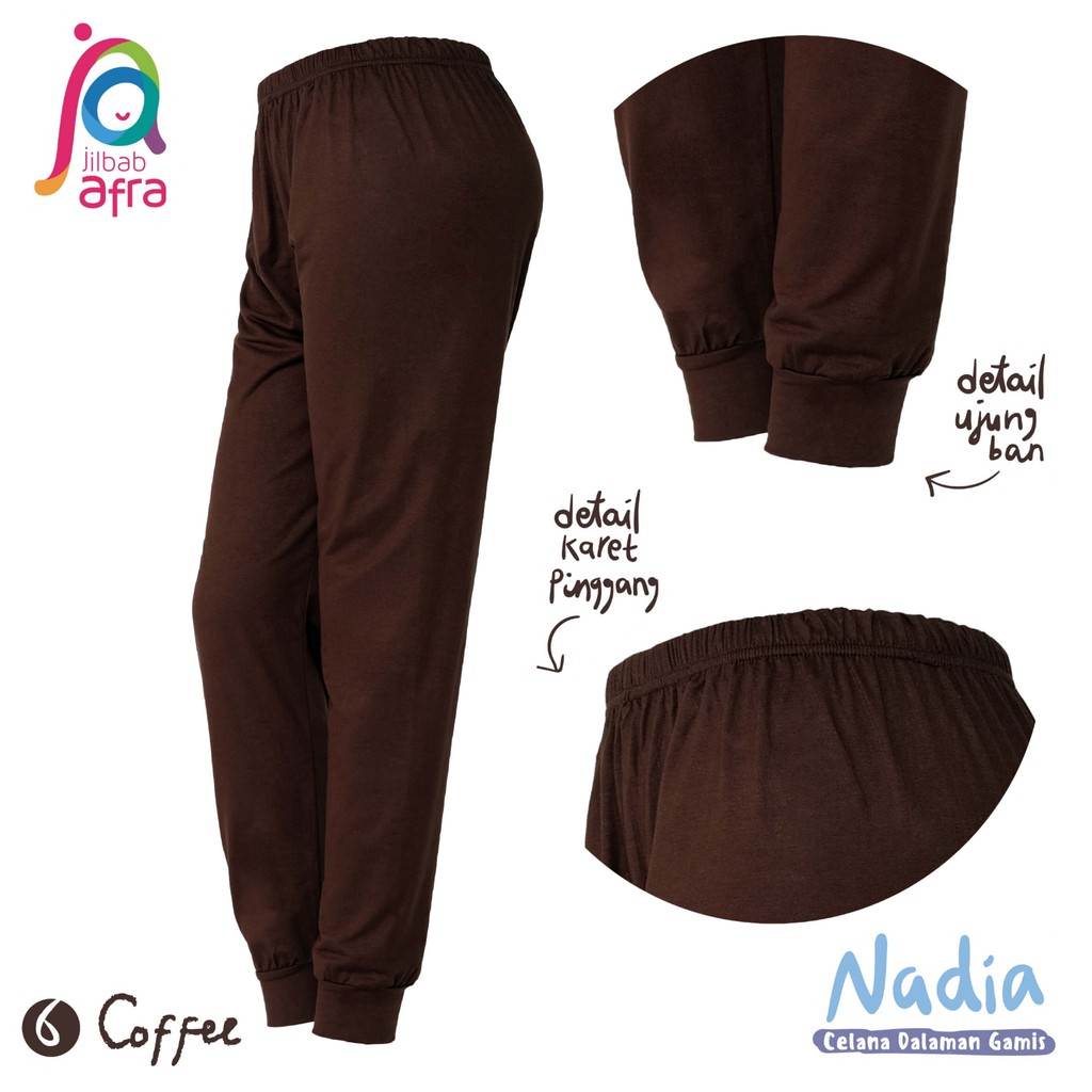 Celana Dalaman Gamis (Celamis) Merek Afra Nadia Coffee Bahan Kaos Rayon HQ