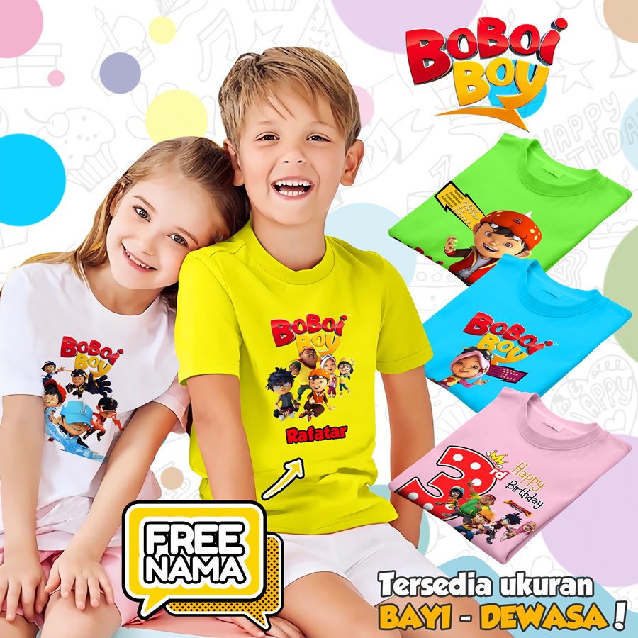 [FREE NAMA!!] Baju Kaos COUPLE  ANAK DAN DEWASA BOBOIBOY BOBOBOI BANYAK MOTIF