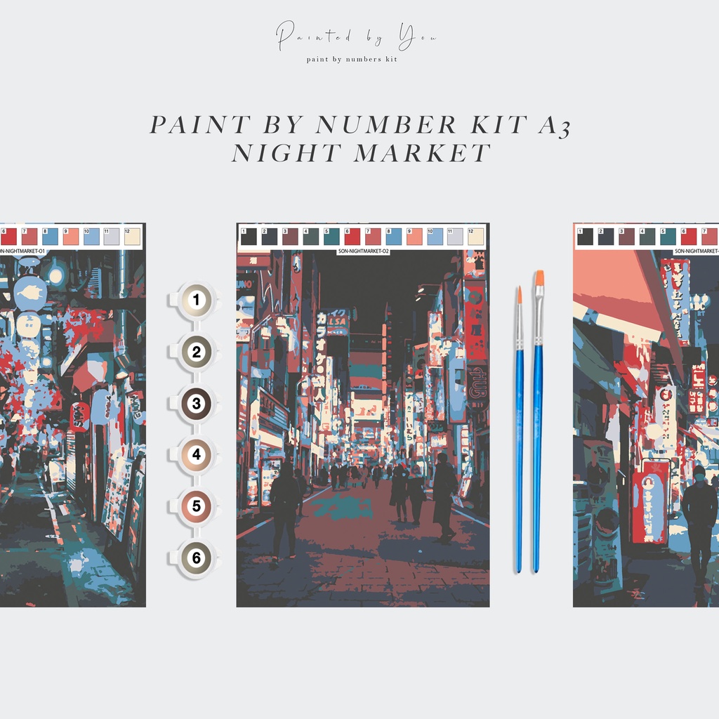 

Paint By Number Kit A3, NIGHT MARKET