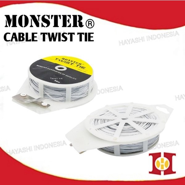 Twist Tie Cable Pengikat Kabel Pemotong 30 50 100 M Hitam Putih Warna