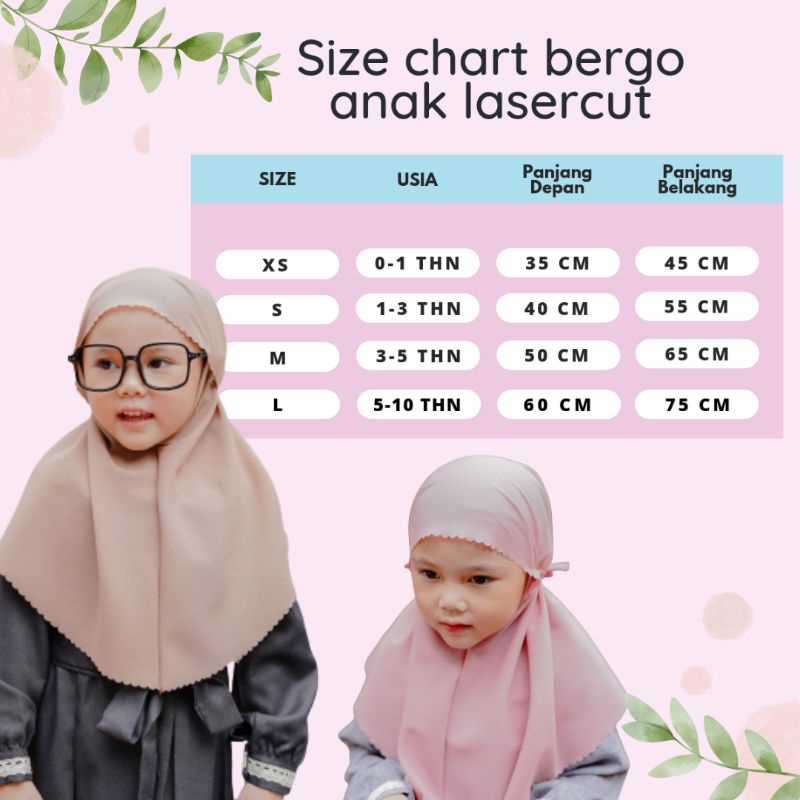 BERGO MARYAM ANAK LASERCUT DIAMOND PREMIUM /JILBAB INSTAN ANAK 0-10 TAHUN