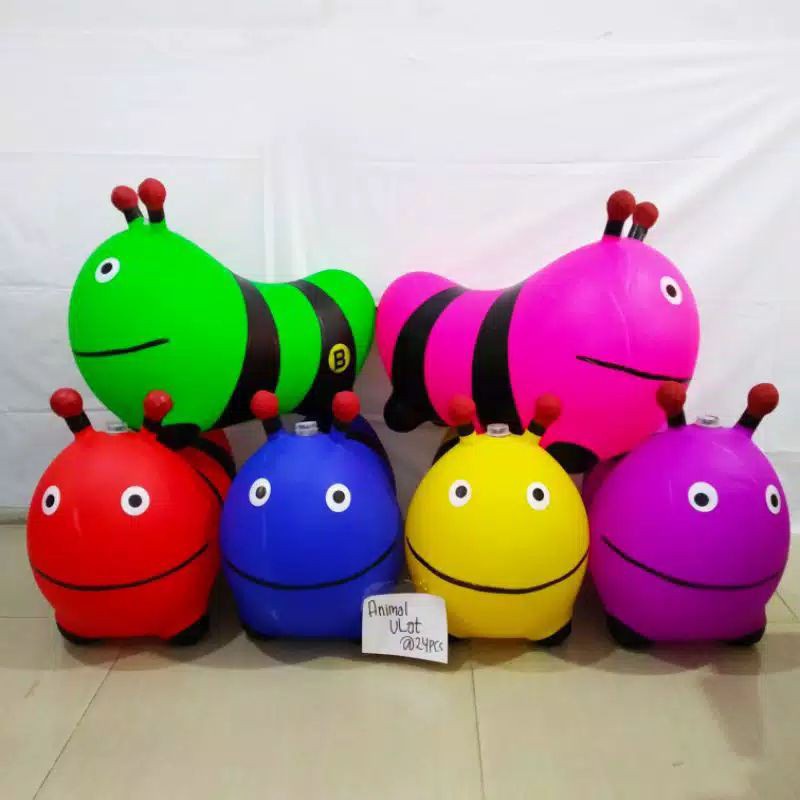 Mainan anak kecil hewan Karet model terbaru bisa di naikin ditumpangi ULAT READY  ANIMAL JUMPING ULA