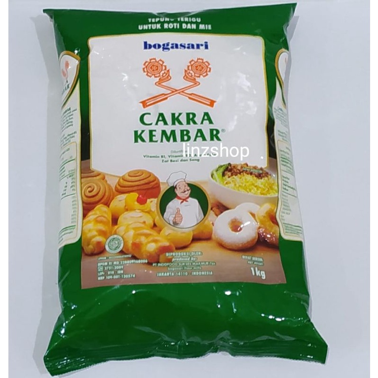 

Tepung terigu premium / Cake flour / Tepung protein tinggi / Tepung cakra kembar kemasan 1 kg