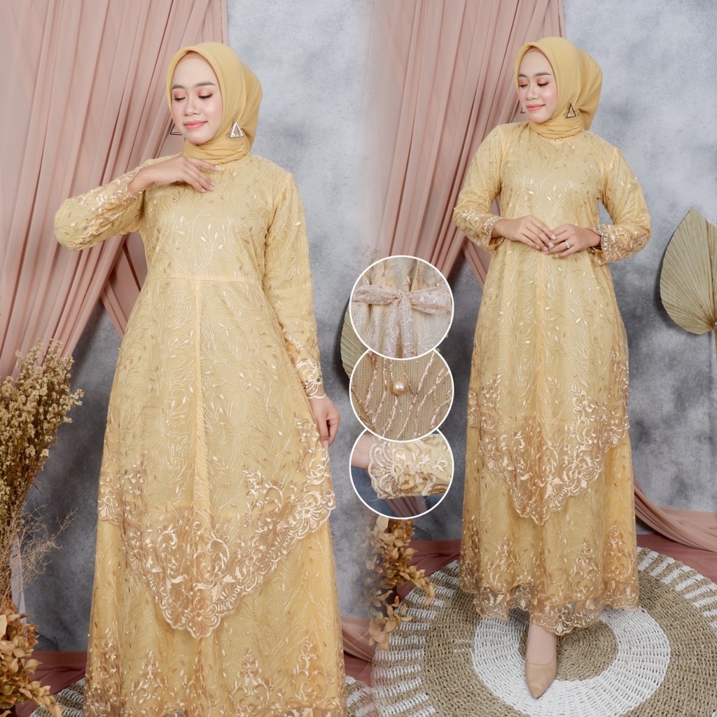 PROMO GAMIS TULLE MEKAR / GAMIS TULLE MUTIARA BORDIR / GAMIS PESTA