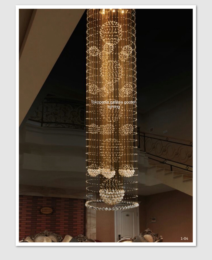 Lampu gantung kristal led minimalis void ruang tamu 812-100