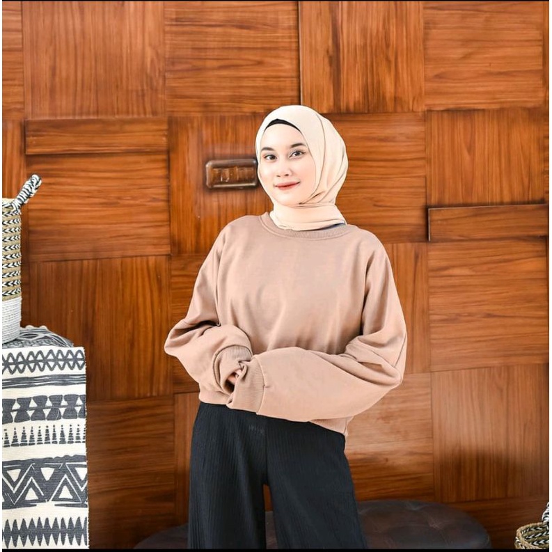 PF - Oversize Crop Sweater - Sweater Wanita Kekinian