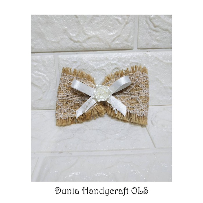 PITA BOW BURLAP RENDA Dekorasi Hampers Hiasan Parcel