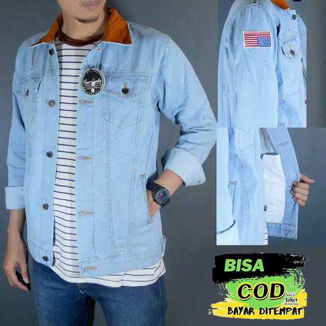 TERMURAH!!  JAKET JEANS DILAN M-L-XL USA FLAG PREMIUM GROSIR