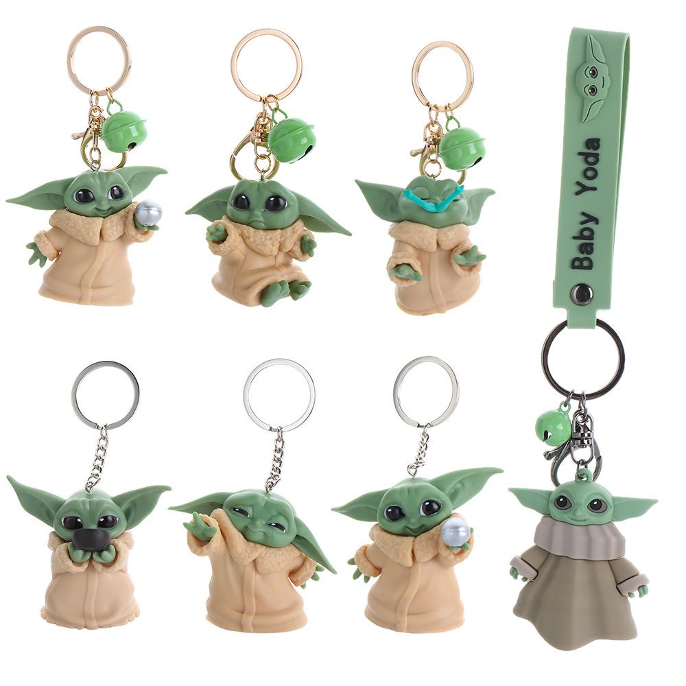 TOP Cute Baby Yoda Keychain Glue Pendant Anime Star Wars Accessories Doll Drops Cartoon Car Keyring Satchel Key Chain
