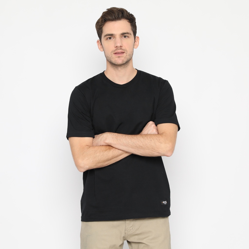 RS31 T-Shirt Black Basic - Kaos Polos Lengan Pendek Hitam Soft Combed 30s Super Big Size Jumbo