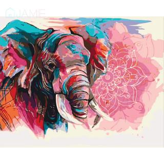 Lukisan Cat  Minyak  Desain  Gajah Bahan Kanvas Model Diy 