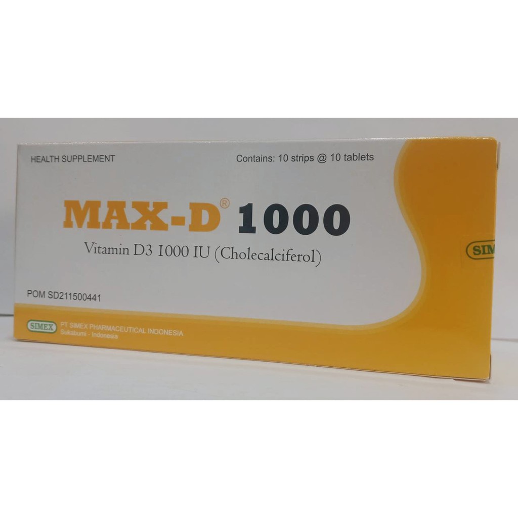MAX-D 1000 IU // MAX D 1000 ISI 100 TABLET PERBOX // VITAMIN D3 1000