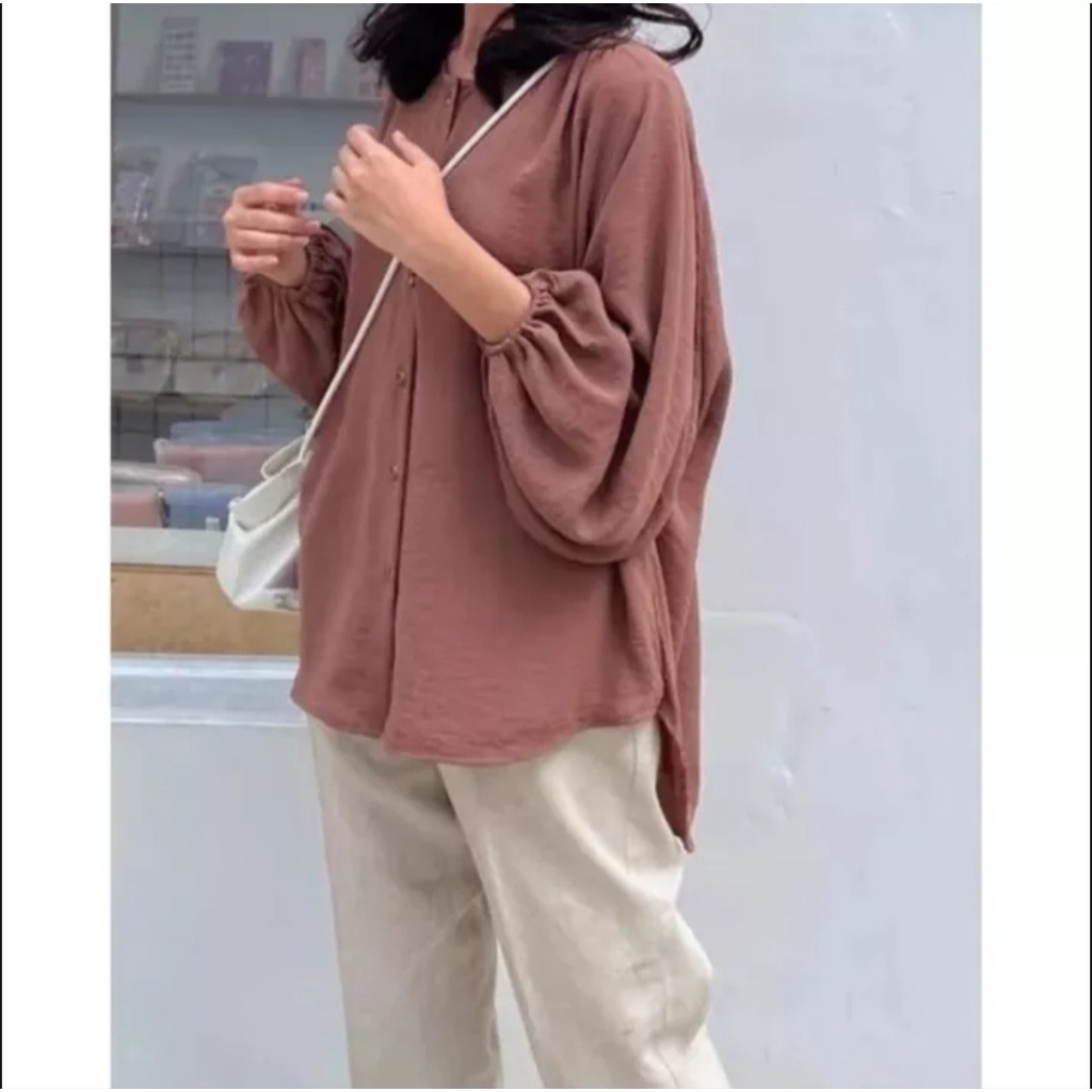 CAMELIA BLOUSE M-L-XL-XXL CRINKLE AIRFLOW/ KEMEJA OVERSIZE/BLOUSE VIRAL/atasan terbaru/terlaris